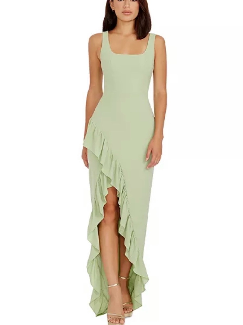 Dress the Population Mint Green Ruffle High-Low Dress